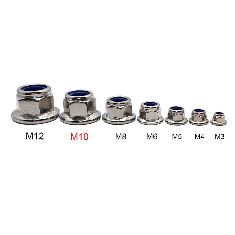 STORMCUBE M10x1.5mm DIN6926 Flange Nylon Lock Nuts 12 Pack 304 Stainless Steel Hex Locknuts Full Thread for Industrial Construction Fasteners - Image 4